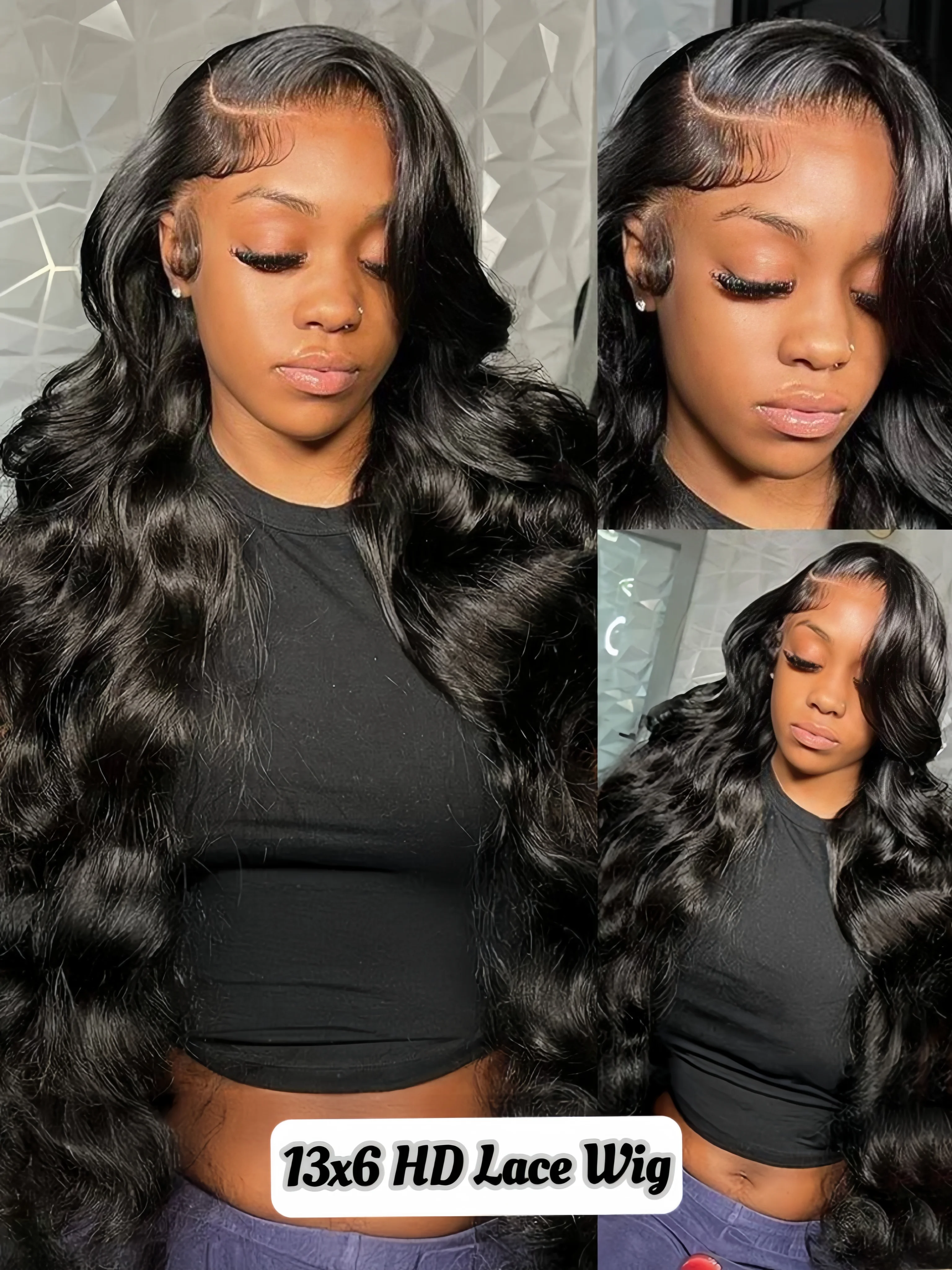 13x6 Body Wave Lace Frontal Human Hair Wigs HD Transparent 30 40 Inch Wig Remy Human Hair Wigs 250 Density