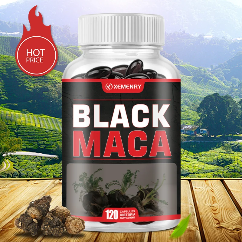 Black Maca Supplement - Endurance and Performance and Improves Muscle Mass, Enhances Energy - 120 Capsules