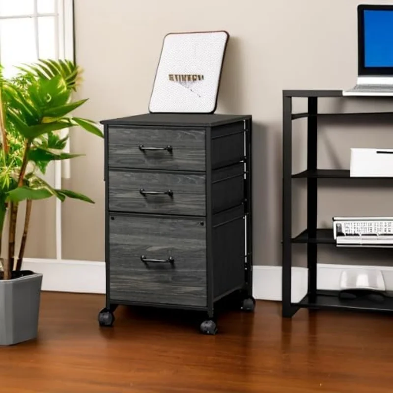 ตู้เก็บเอกสาร GALAXHERO แบบ 3 ลิ้นชัก พร้อมล้อเลื่อน ใช้เป็นแท่นวางเครื่องพิมพ์ได้ เหมาะสำหรับสำนักงานที่บ้าน ตู้เก็บเอกสารผ้าแนวตั้ง ใส่เอกสารขนาด A4 หรือ Letter ได้