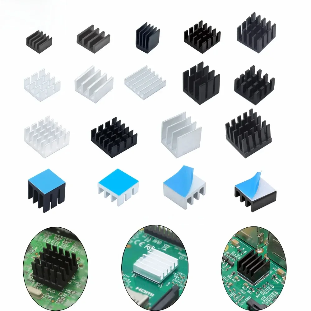 Aluminiowy radiator Mini radiator do elektronicznej pamięci RAM MOS IC Chip Drukarka 3D Raspberry Pi Chłodzenie za pomocą termoprzewodzącej taśmy — zdjęcie produktu 7