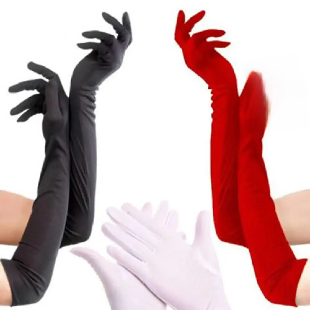 Robe formelle femmes gants longs opéra mariage mariée soirée gant rouge blanc