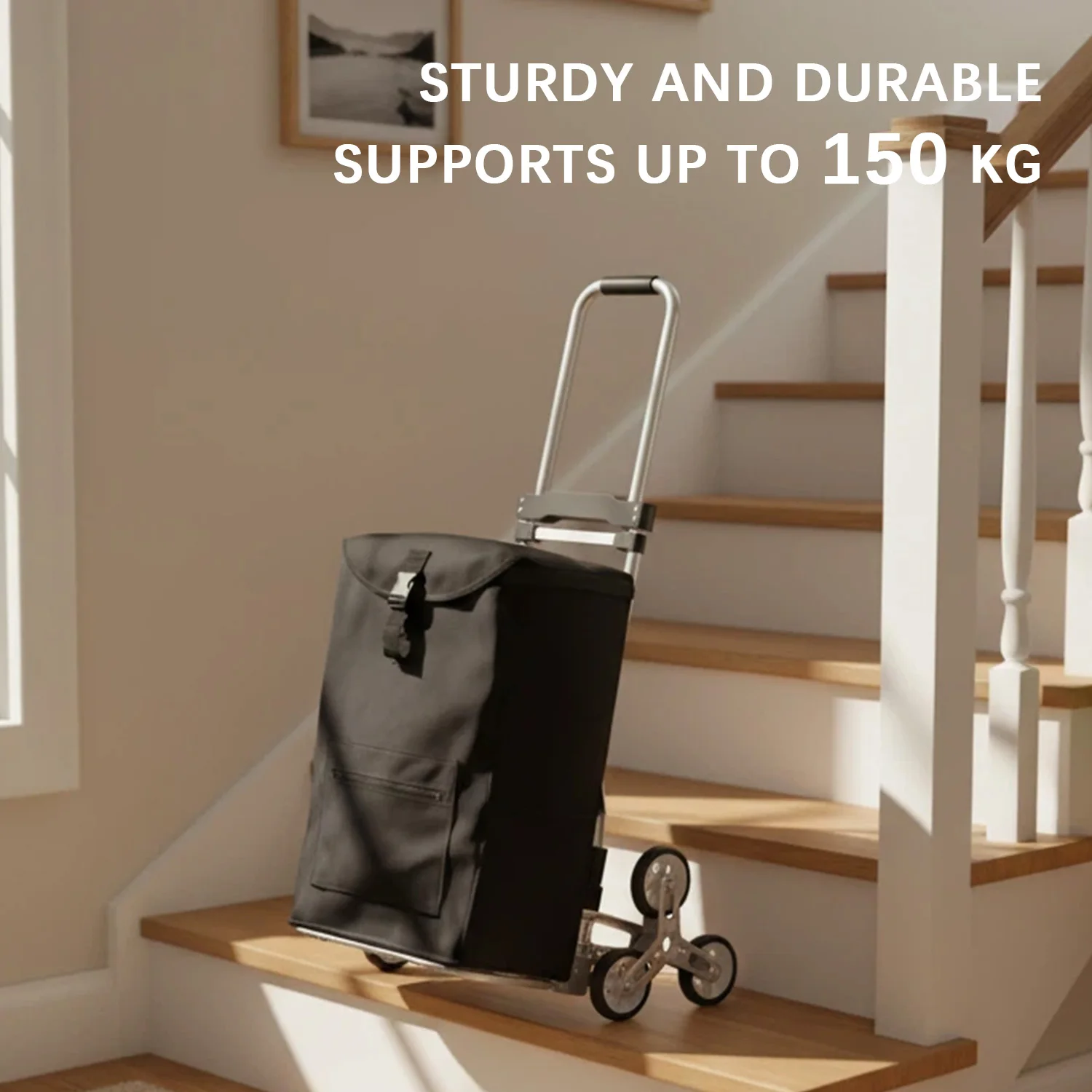 Carrello per la spesa a 6 ruote, con funzione di salita su scale, portata 150 kg, pieghevole, dotato di borsa Oxford rimovibile, facile da pulire, con manico regolabile in altezza, struttura in