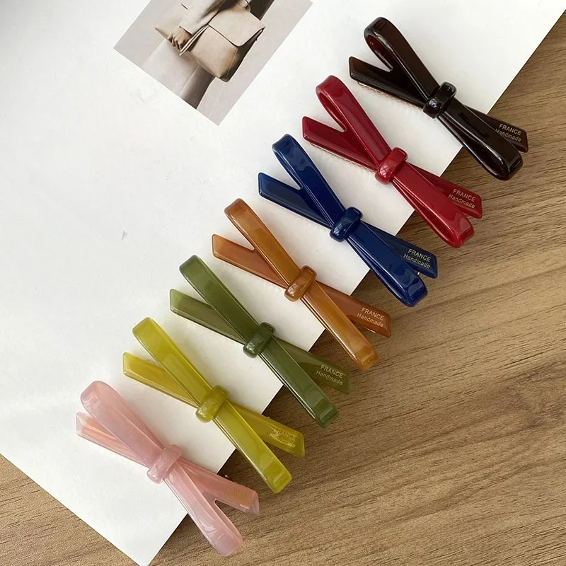 Francuska klasyczna kokardka ~ Koreańska Francja Jelly Color Bang Fragmentowana spinka do włosów Klips górny Boczny klips z dzióbkiem kaczym — zdjęcie 2