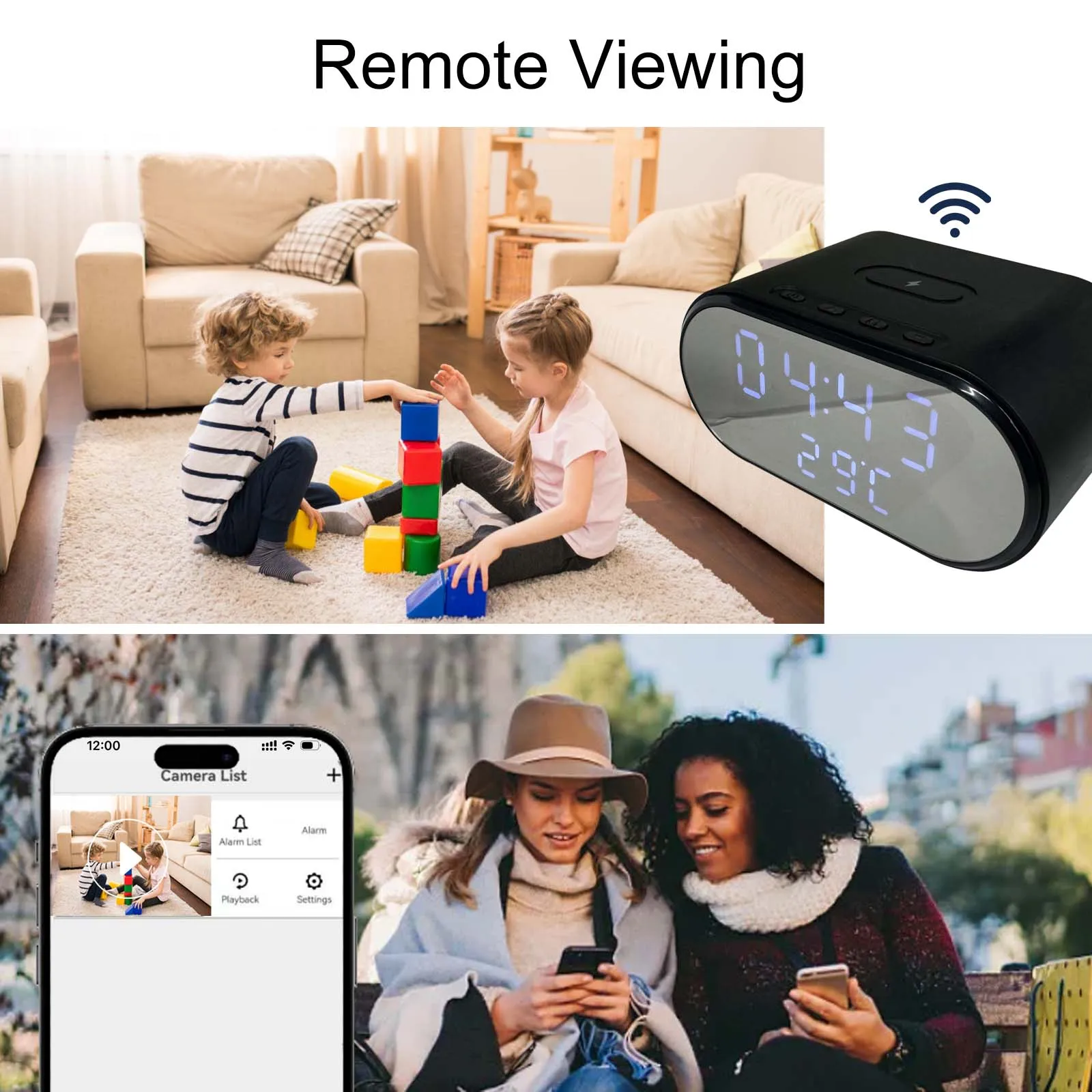 4K WiFi Clock Camera with Wireless Charging, Motion Detection, Remote Viewing, Recording & App – Home Security Surveillance Cam - Image 5