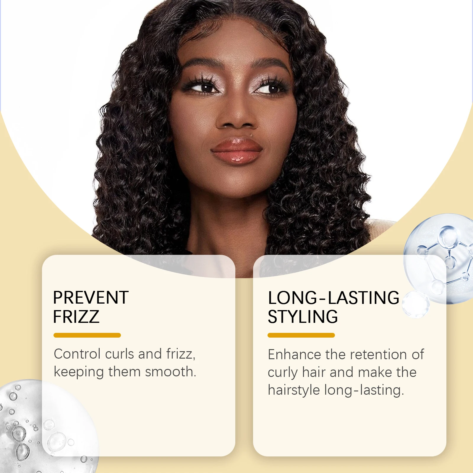 Hoegoa Olejek Rycynowy Krem do Kręcenia Włosów Delikatny Trwały Stylizacja Włosów Zapobiegający Puszeniu Nawilżający Wygładzający Krem do Stylizacji