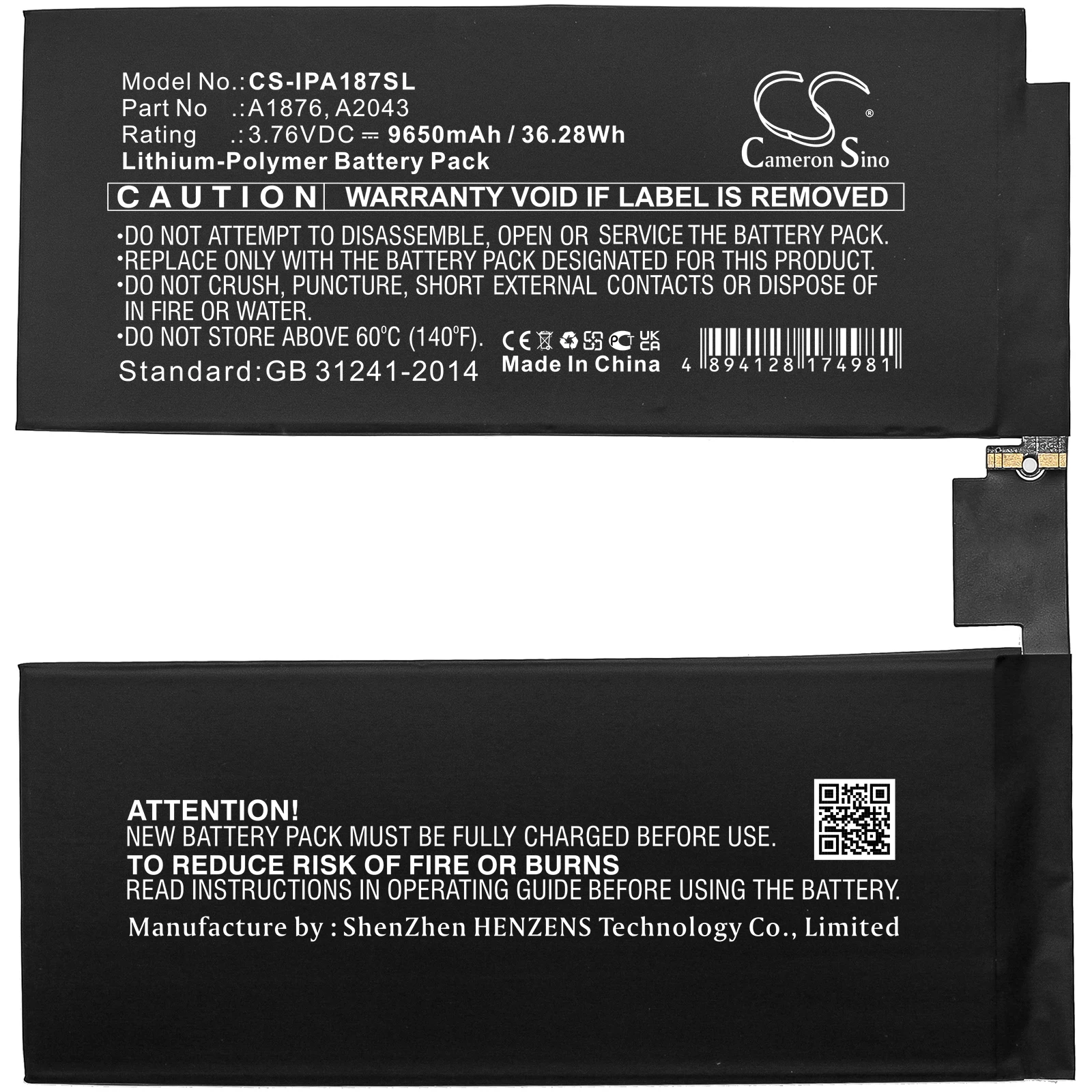 Batterie pour Apple iPad Pro 12.9 2018 3e génération, iPad Pro 12.9 3e, iPad Pro 12.9 4e 3.76V