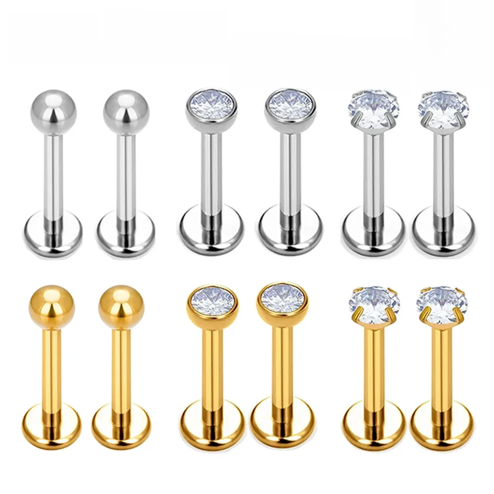 5/50PCS G23 Ttianium Piercing Labret Lip Stud 16G Interne Draad Stud Oorbel Oor Neus nagel Tragus Kraakbeen Helix Daith Body - afbeelding 2