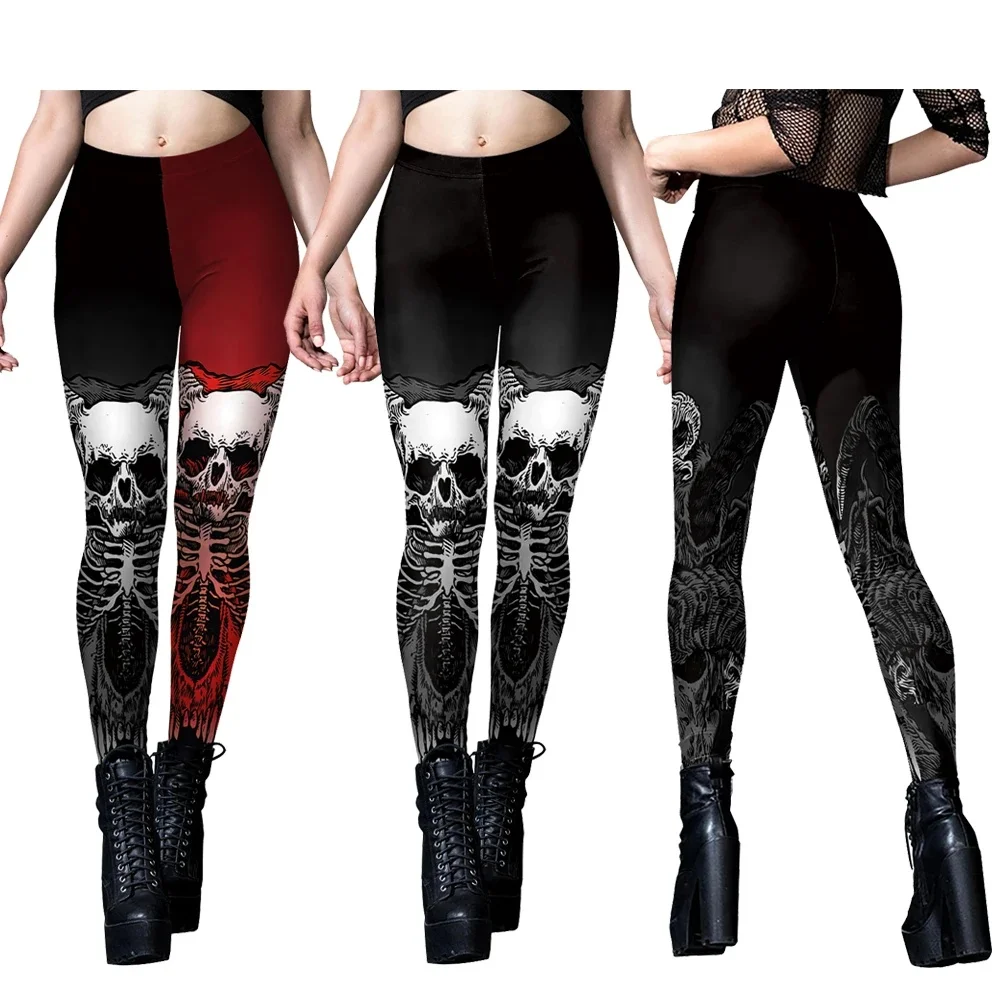 [You're My Secret] Halloween Skeleton Print Legging Punk Women Legging Gothic Fitness Ankle Pants Sexy Stretch Black Leggings — zdjęcie 2