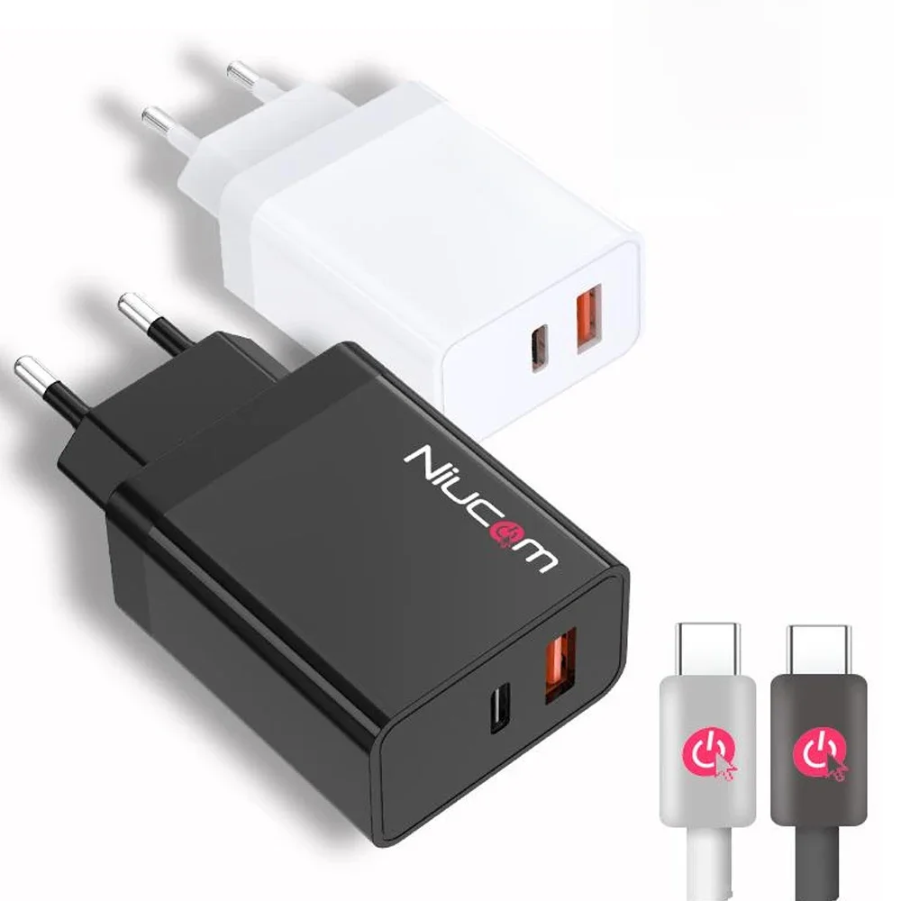 Niucom-cabo universal qualcomm 3.0, 36w, usb duplo tipo c, pd + carregamento rápido 4.0