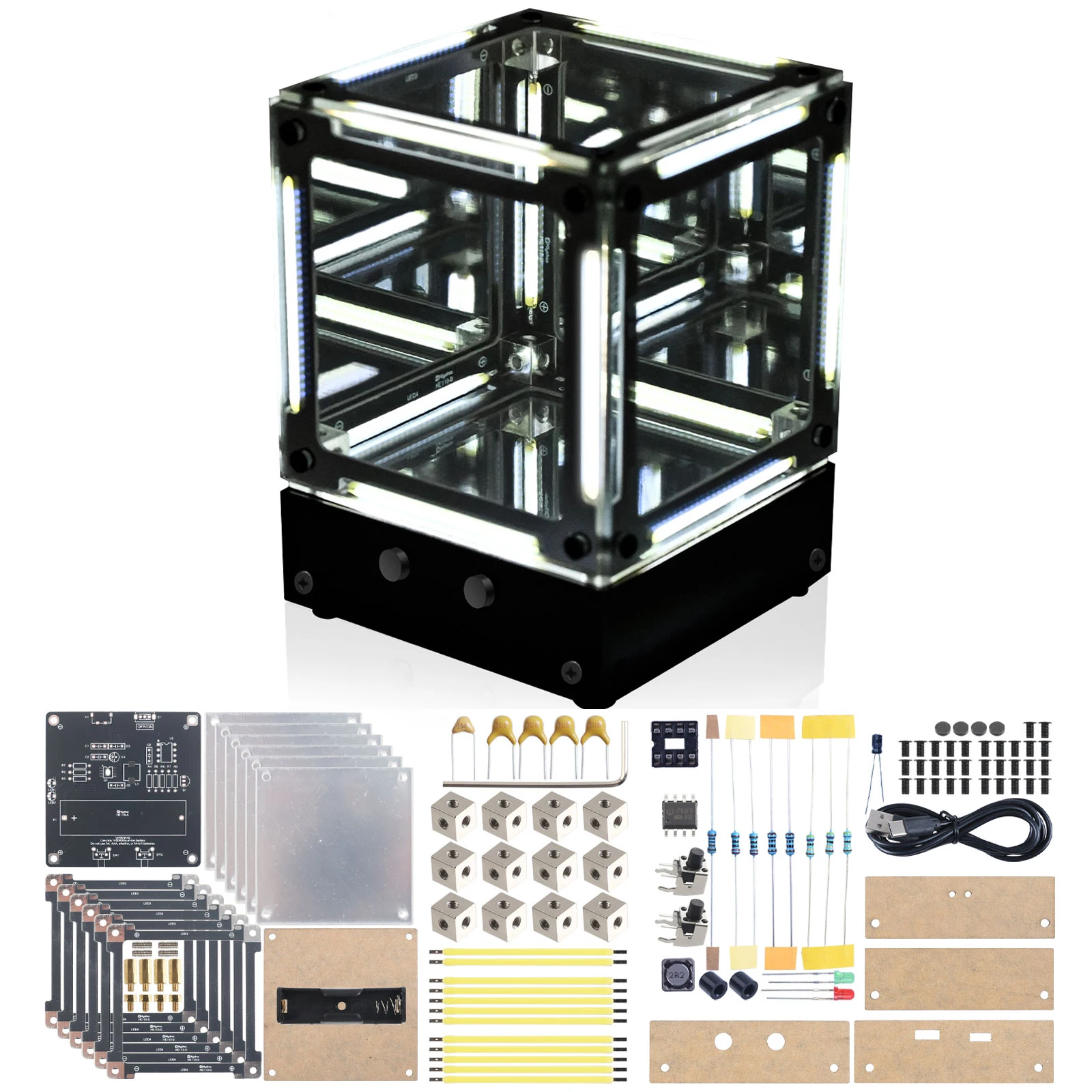 

DIY Night Light Soldering Practice Kit Adjustable LED Desk Lamp Magic Cube Electronic Kit Unique Gift & STEM Learning Projects