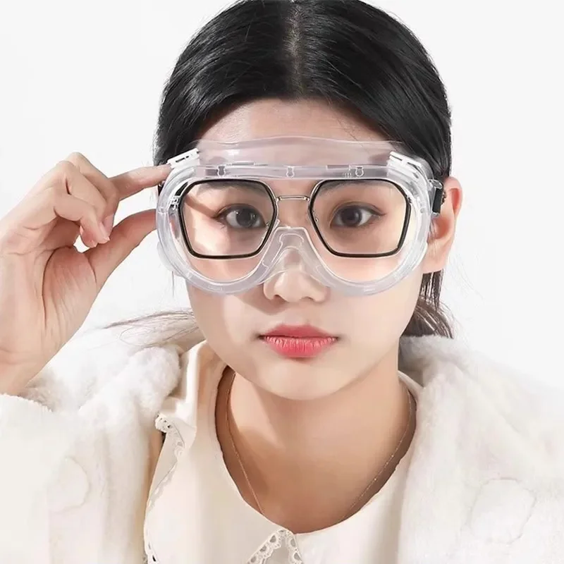 Lunettes de sécurité réglables à vision large, protection des yeux, lentille transparente, lunettes anti-buée, lunettes souples et légères, lunettes de sécurité