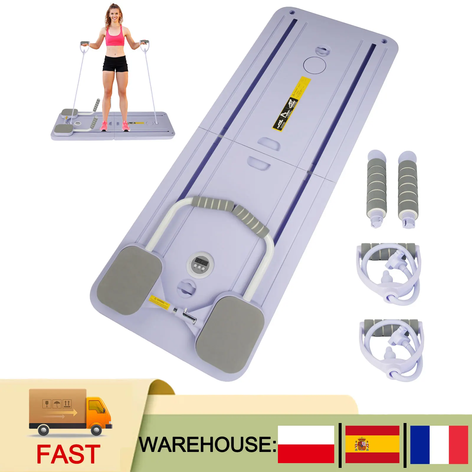 Plateforme de Pilates pliable, planche de fitness multifonctionnelle à rebond automatique, rouleau abdominal pour l'entraînement du corps entier
