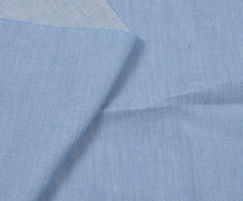 4.2 oz Light Blue Raw Denim Fabric Herringbone Chambray Denim Jean Shirt Material Thin Denim Cloth For UpholsteryW160419