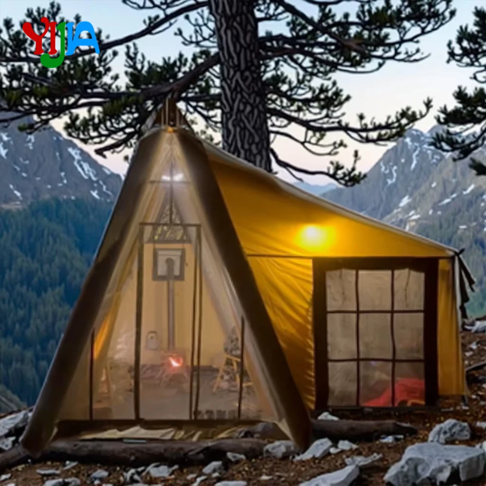 Outdoor Commerical Grade PVC Inflatable 4-6 Person Air Tent Large Camping UV Protected Waterproof Inflatable  Shelter Tent