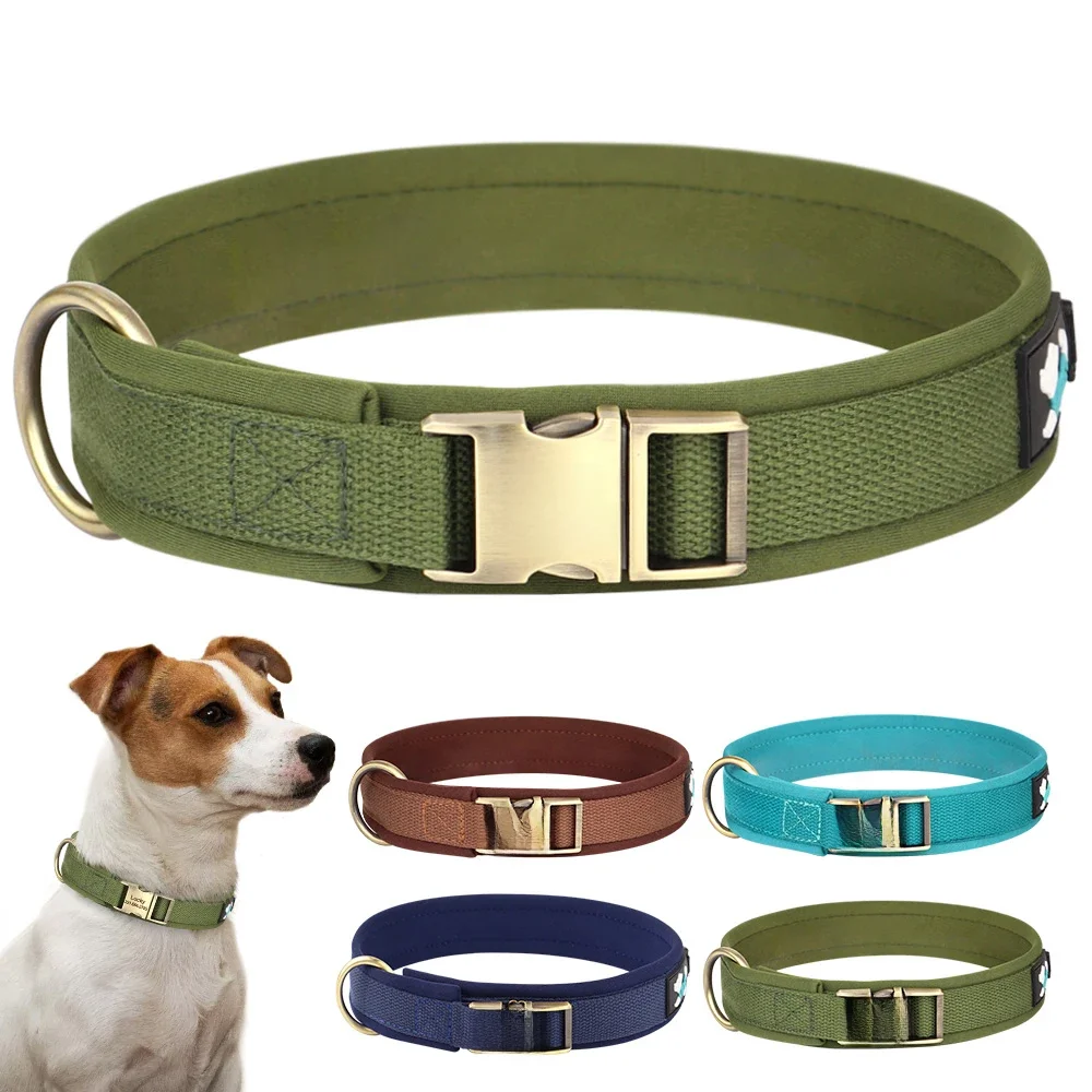 Collier de chien en nylon personnalisé Colliers de chien rembourrés doux Collier d'identification pour animaux de compagnie durable réglable pour petits, moyens et grands chiens personnalisés gratuits