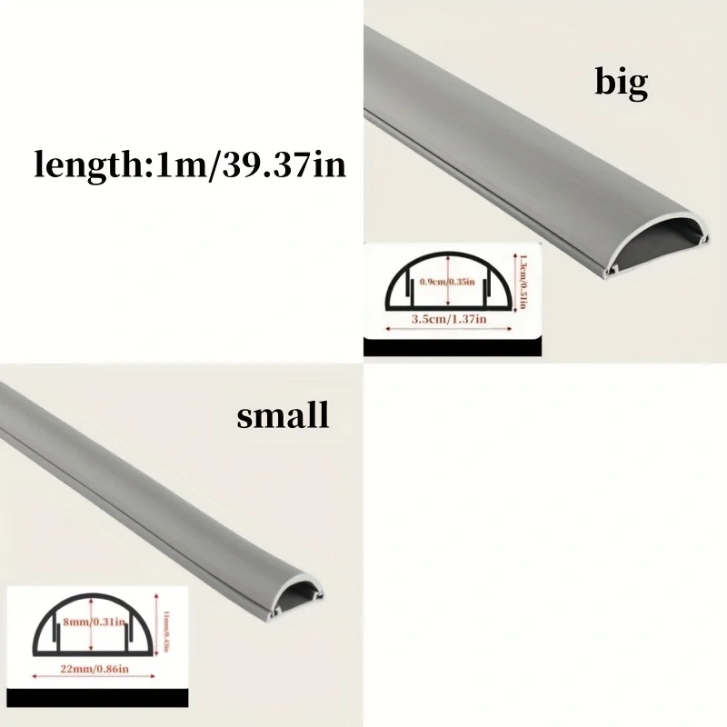 1PC 1mx2.2cm/3.5cm Slot Floor Cord Cover Self-Adhesive Cord Protector Extension Wiring Duct Protector Electric Wire Slot Cable