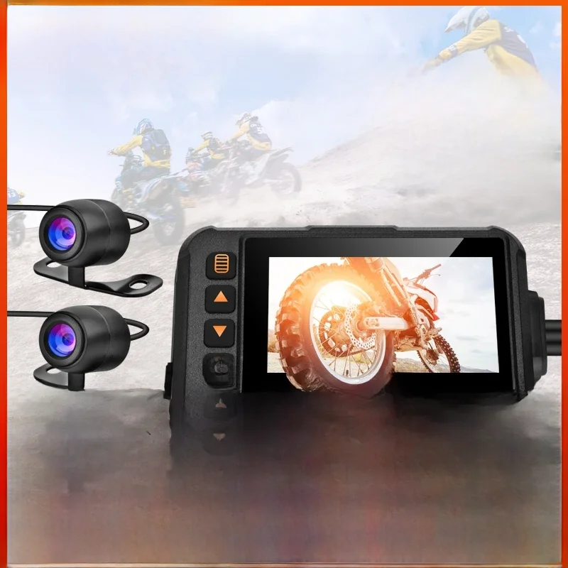 Dashcam de moto étanche de 3 pouces, caméra DVR avant 720P et arrière 480P, enregistreur vidéo en boucle, Vision nocturne noire