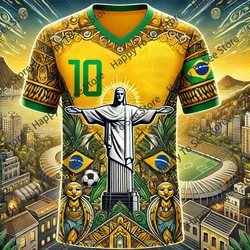 2024 New Brazil Special Edition Rio De Janeiro Statue Printed Football Jersey t-shirt da allenamento per calcio estivo per bambini adulti