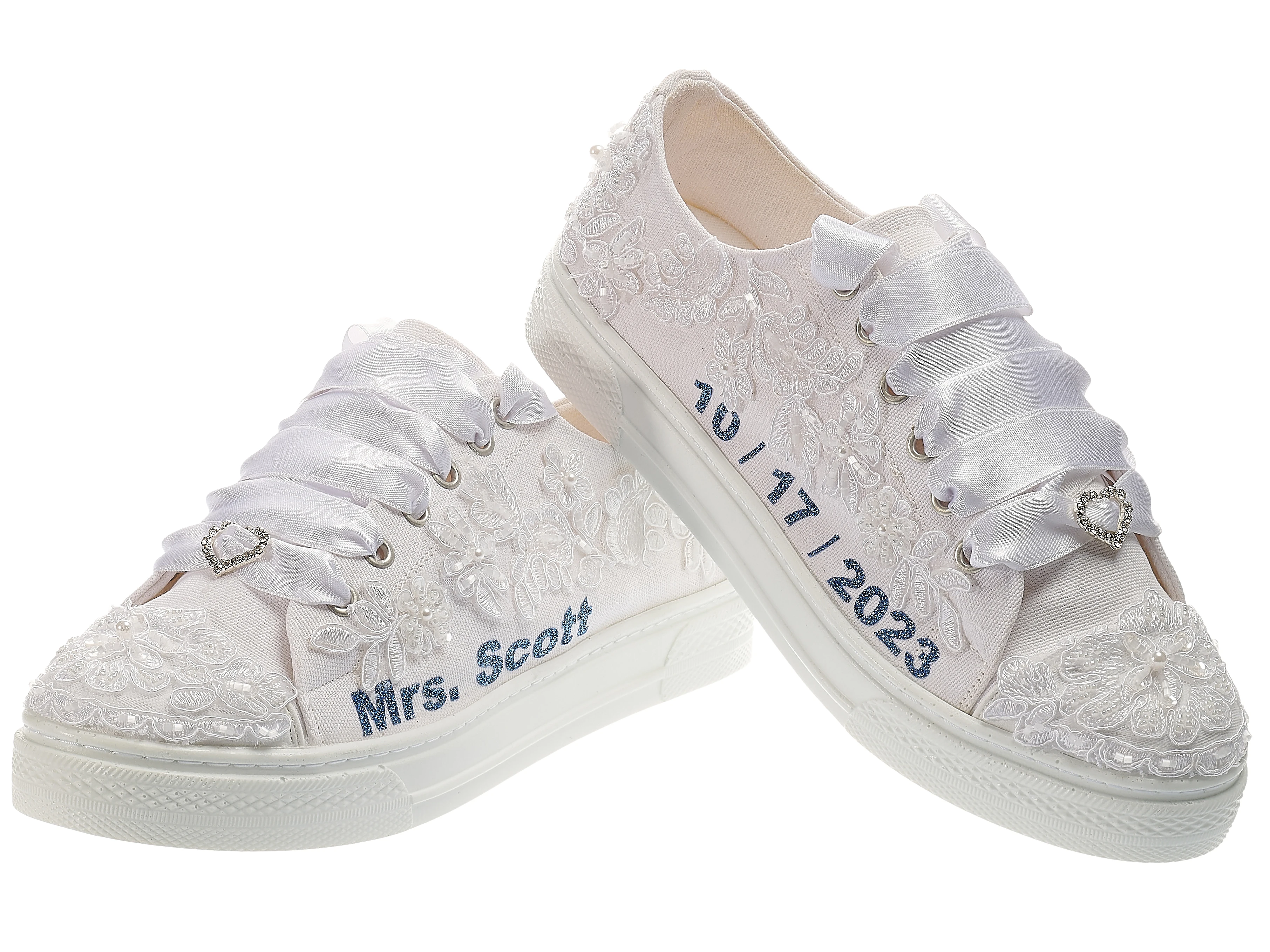 Elevate Your Wedding Style with Customizable Bride Sneakers Shoes - Comfortable White Wedding Shoes for Sporty Brides ,