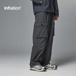 INFLATION Men's Quick-Dry Cargo Pants with Pockets Reflective Waist Cord Outdoor Sports Casual Pants