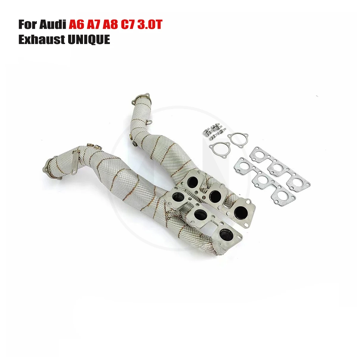 

UNIQUE manifold downpipe For 2012-2018 Audi A6 A7 A8 C7 3.0T Catless downpipe of manifold Equal Length SS304 exhaust manifold Wi