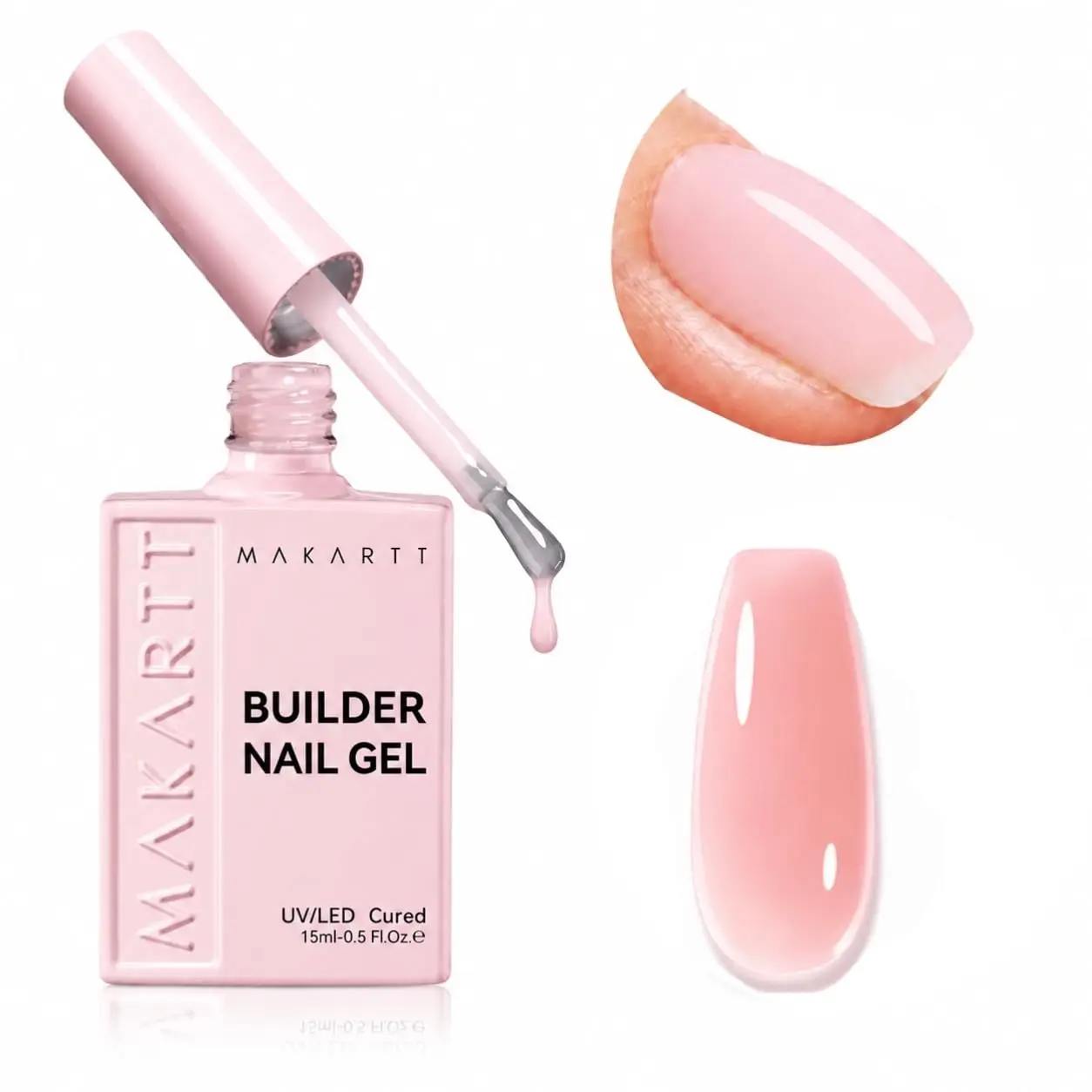 Makartt 8-in-1 Builder Nail Gel 15ml Clear Hard Gel for Nail Extension Strengthening Sculpting Rhinestone Glue Soak Off UV LED