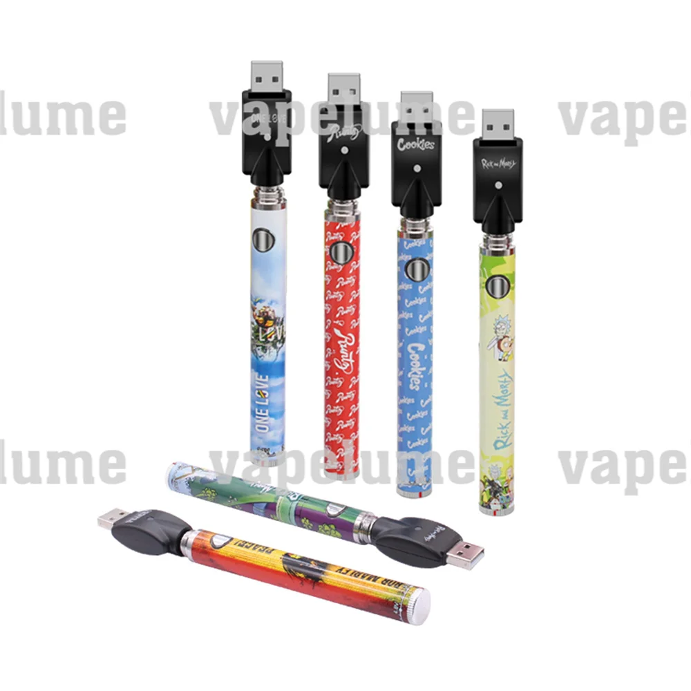Backwoods 510 الخيوط خرطوشة ملحقات البطارية 1100 Mah قابل للتعديل فولت قابلة للشحن التسخين المسبق تويست بطاريات حامل بلاستيك