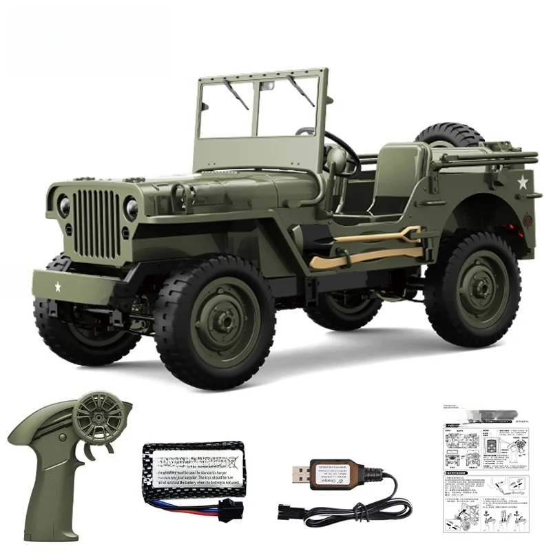 JJRC C8815 1/10 WILLYS JEEP Rc Auto 1941 4WD RTR Crawler Klimmen Schaal Militaire Vrachtwagen Terreinwagen Volwassen Speelgoed Cadeau voor Kinderen - afbeelding 2