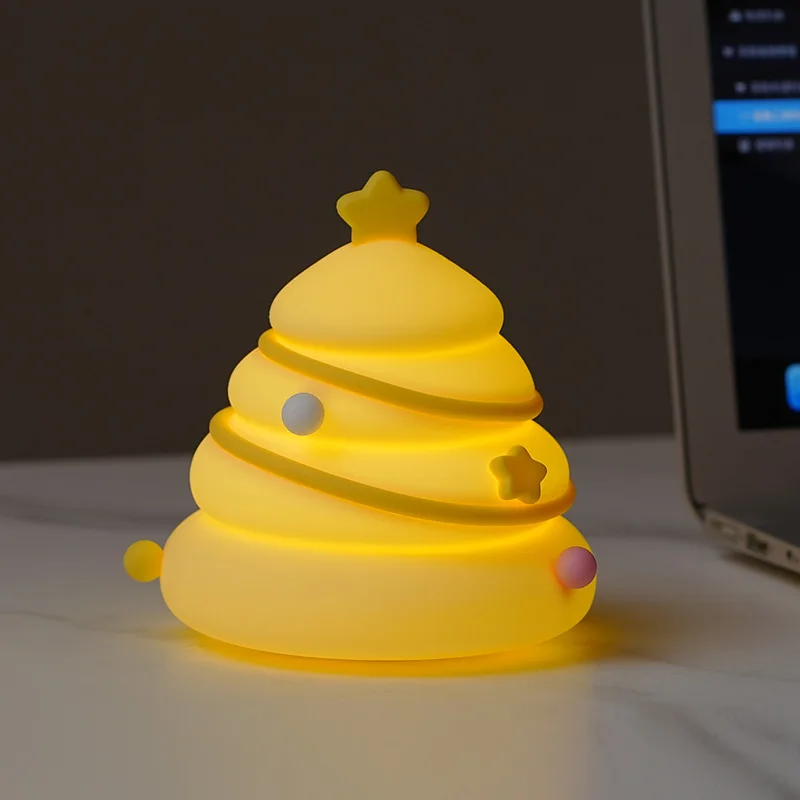 Portable LED Night Light Creative Christmas Tree Silicone Lamp USB Rechargeable Soft Light for Holiday