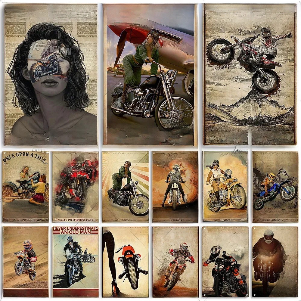 Artisan Riding Metal Plaque Motorcycle Tin Poster Motorbike Decorative Sign Wall Decor Garage Bar Pub Club Hotel Cafe Kitchen — zdjęcie 2