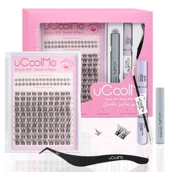 uCoolMe Lashes Venus 132 PCS Wider Span Clusters Kit with Bond and Seal Remover Long-lasting Waterproof DIY Eyelashes Extension