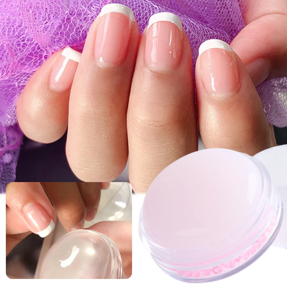 

Stamper for French Nails Soft Jelly Silicone Stamp Detachable Milky Head Manicure DIY Gel Print Templates Nails Art Tools BE1974