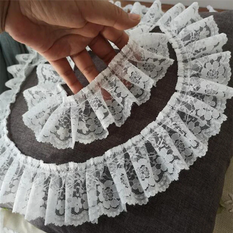 5CM Szeroka, BIAŁO-CZARNA Koronka z Haftowanymi Kwiatami 3D, Taśma Ozdobna, Aplikacja do Szycia DIY, Dekoracja Kołnierzyka Sukienki, Guipure na Wesele — zdjęcie 2