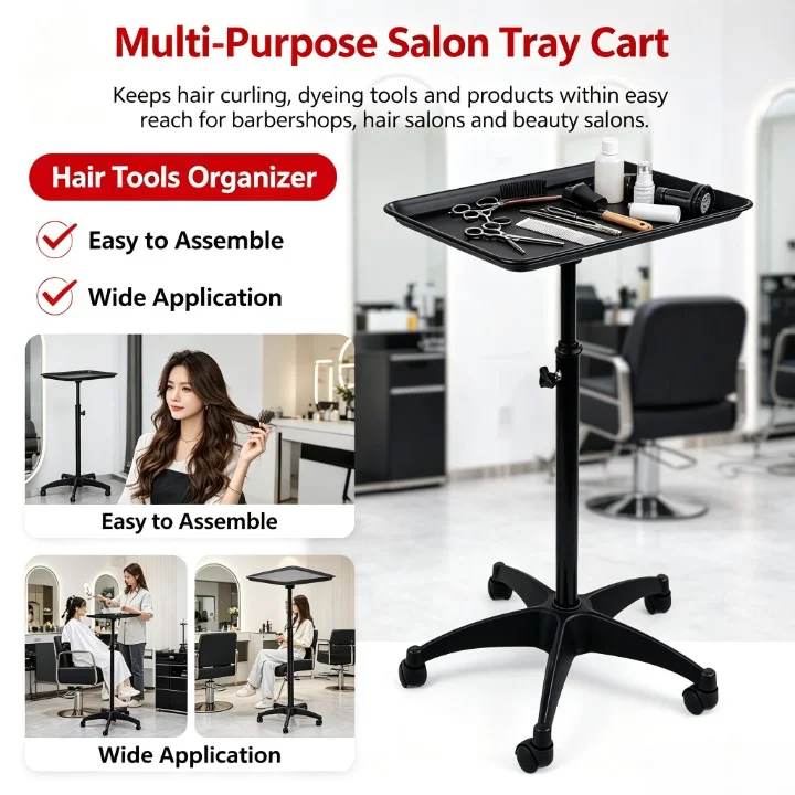 Mobile Hairstylist Cart Salon Tool Cart Height Adjustable Practical Hairdressing Tools Hairdressing Trolley Beauty Salon Cart