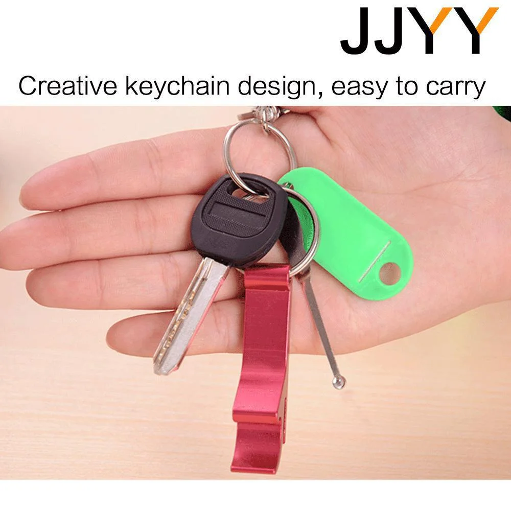 JJYY 5Pcs Beer Bottle Opener Multifunctional Portable Aluminum Alloy Mini Key Pendant