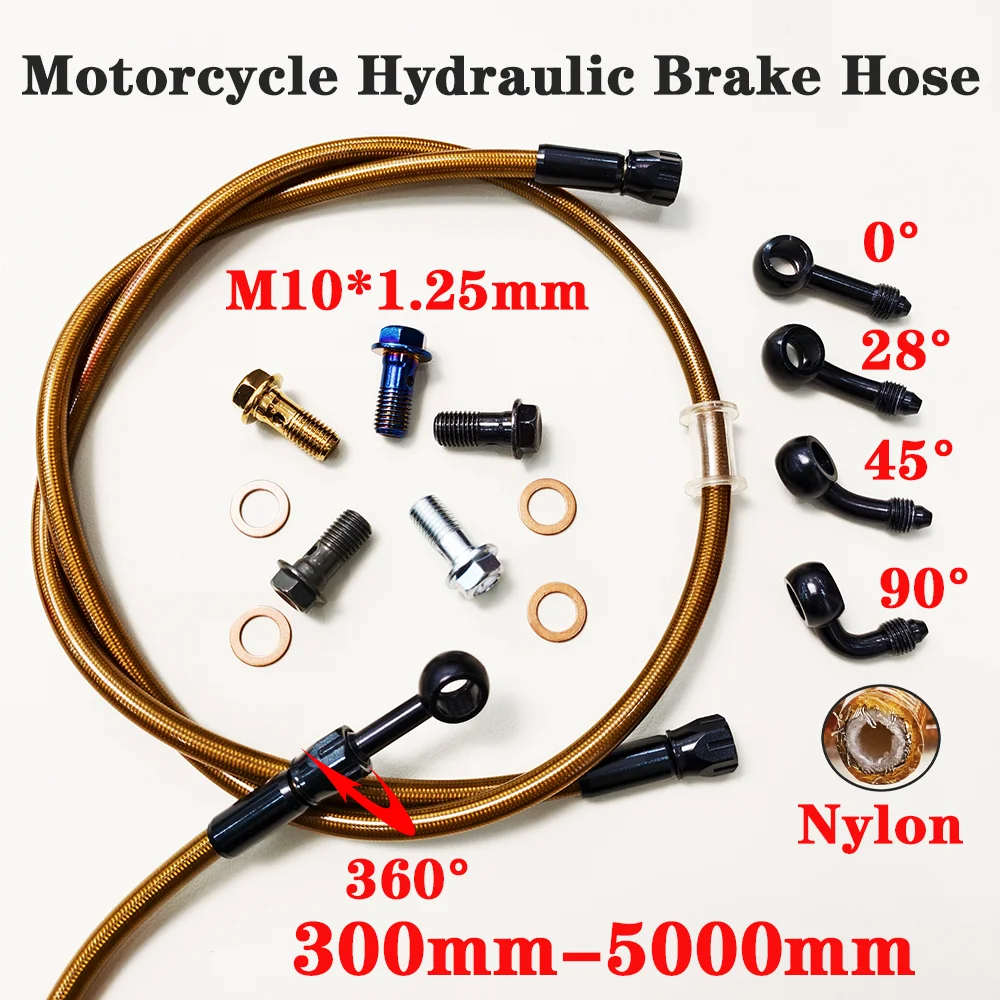 Transparent Golden AN3 Braided Brake Hose Motorcycle Hydraulic Clutch Tube Master Cylinder Brake Oil DOT Pipe Reinforced Racing