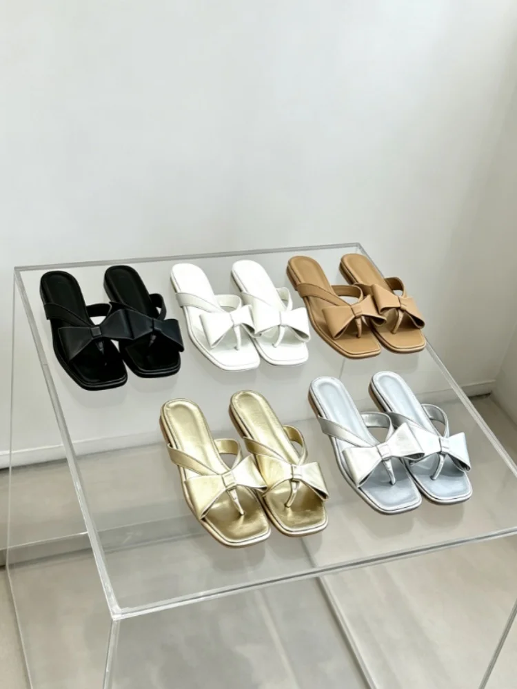 Summer New Style High-quality Fashionable Classic Bow Tie Flip-flops With Open Toes For Ladies No Box 003