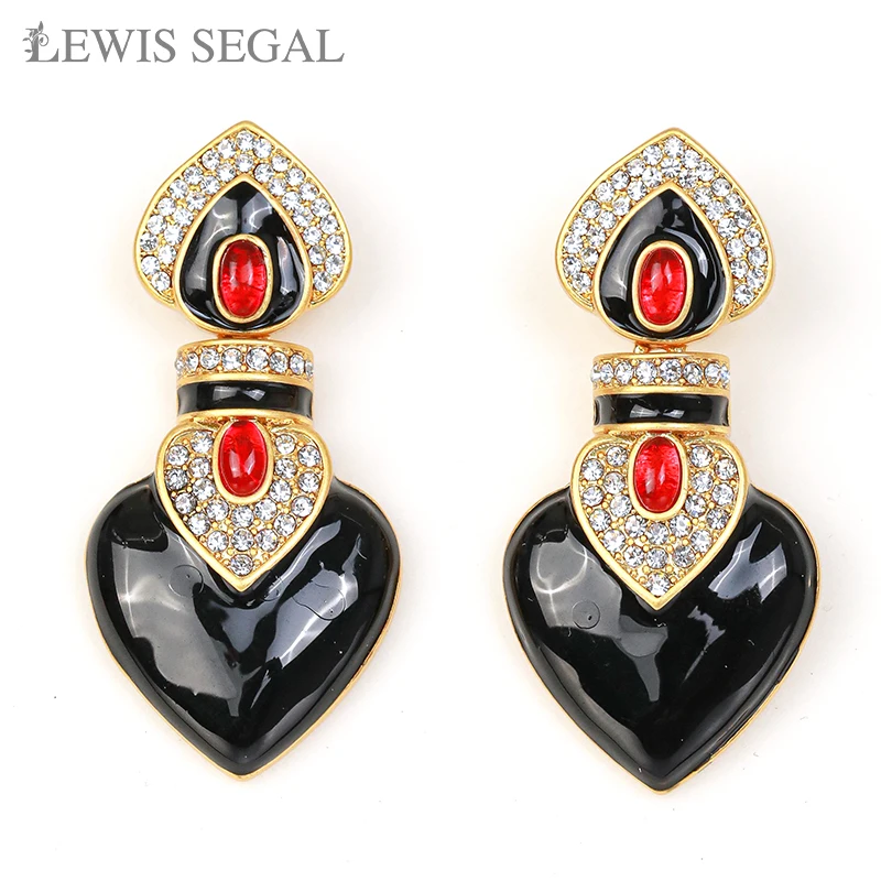 

LEWIS SEGAL Spade Enameled Dangle Earrings for Women Independent Girl Luxury Medieval Style Fine Jewelry Elegant 18K Gold Plated