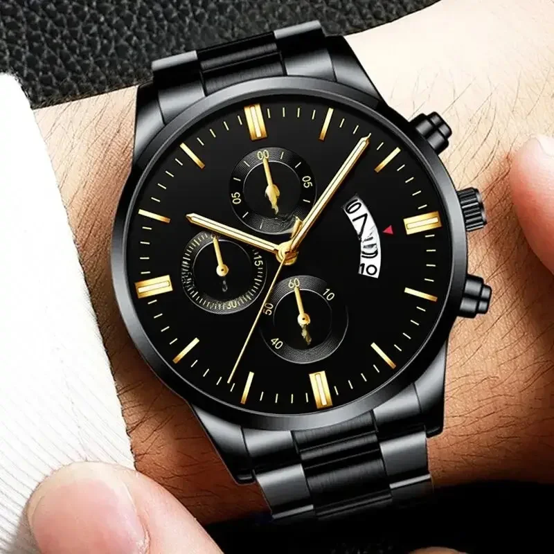 Moda męska zegarek ze stali nierdzewnej luksusowy kalendarz kwarcowy zegarek na rękę męskie zegarki biznesowe dla mężczyzny zegar Montre Homme — zdjęcie 2