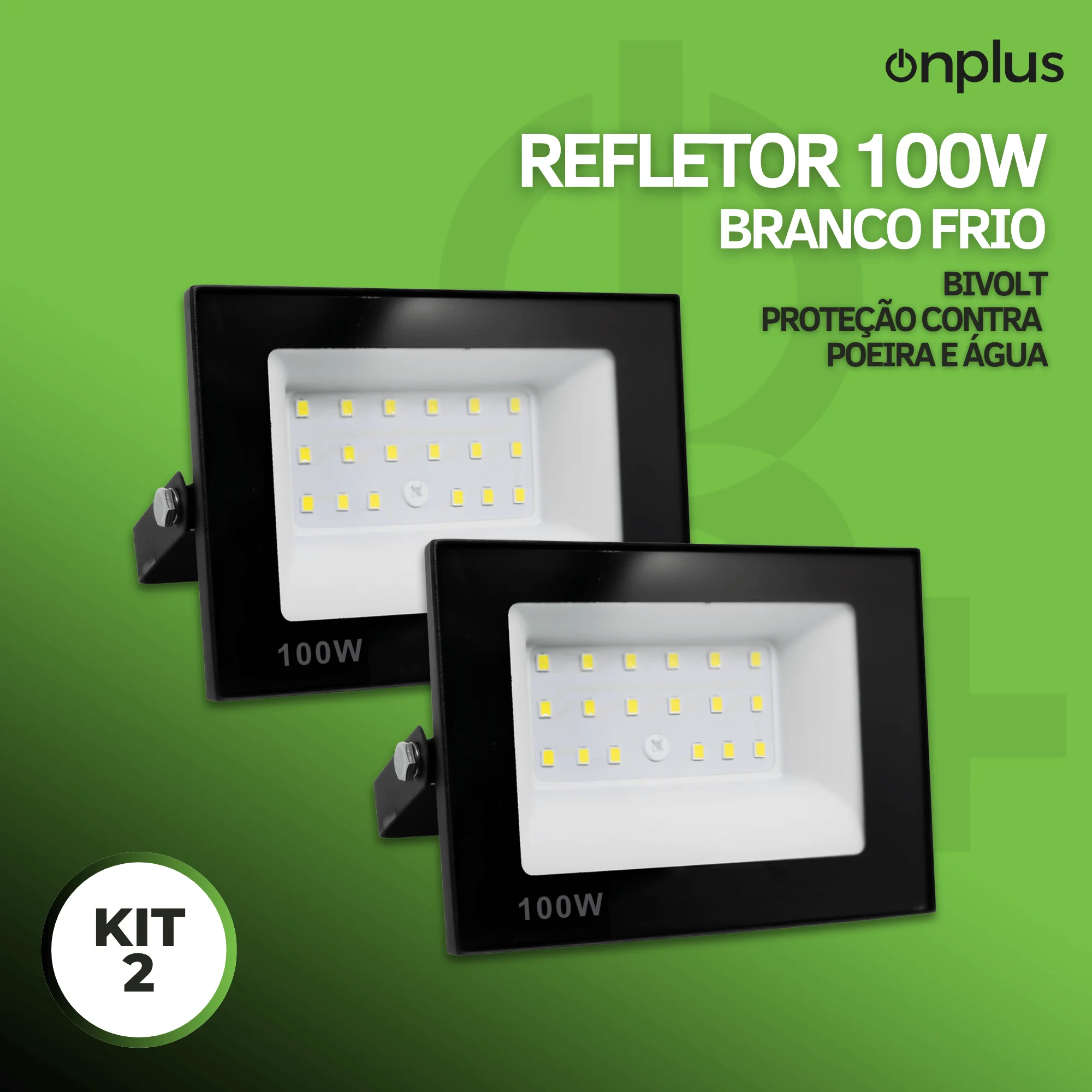 Kit 2 Reflektor-LED-Strahler 100 W Kaltweiß Ip66 Bivolt