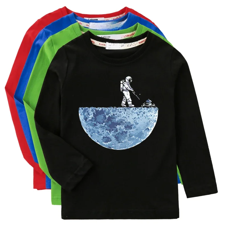Garçons chemise à manches longues astronaute drôle T-shirt printemps automne coton vêtements enfant Spaceman hauts à la mode
