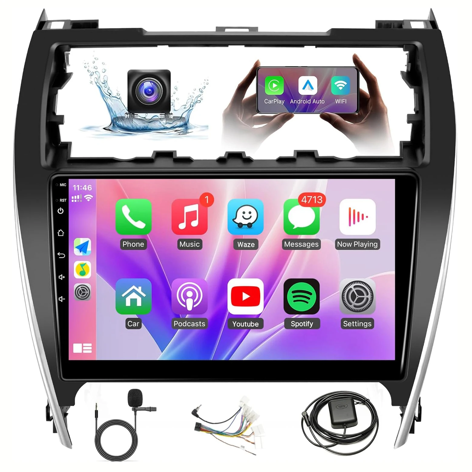 

Android Car Radio for Toyota Camry 2012 2013 2014 Stereo with Wireless CarPlay Android Auto, 10.1 inch IPS Touch Screen for Camr