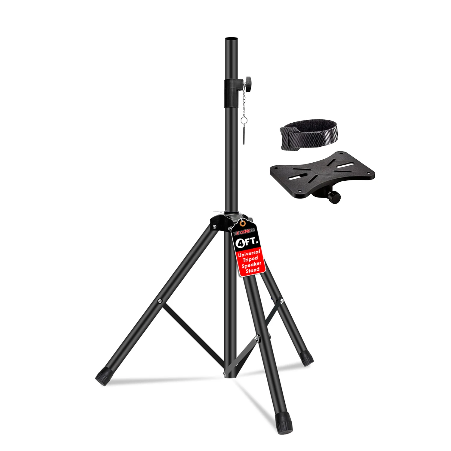 

5 Core Speaker Stand Tripod Floor Short Adjustable DJ Studio Monitor Stands Pole Mount SS HD 1PK 4FT