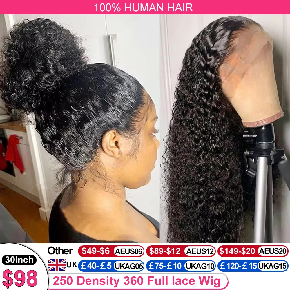 

250 плотность 360 Full Hd кружевной передний парик из человеческих волос предварительно выщипанный 30 дюймов бесклеевой парик 13X6 глубокие вьющиеся волнистые фронтальные парики из человеческих волос