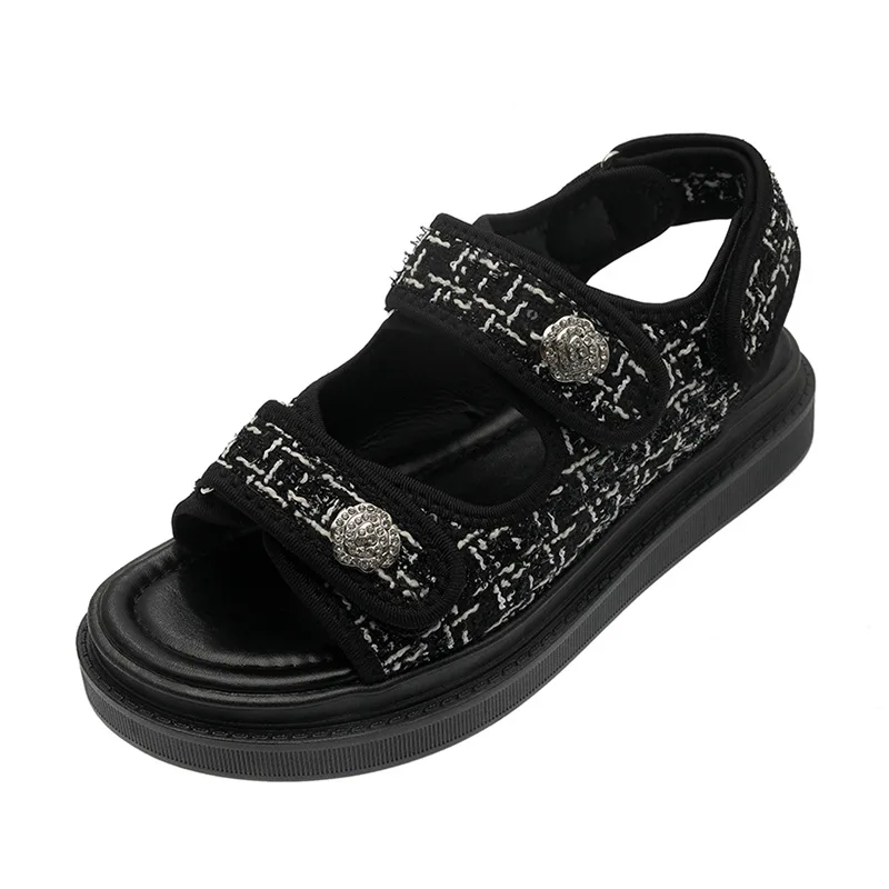 [Foxsey] صندل نسائي صيفي من التويد الفيلكرو Al00099