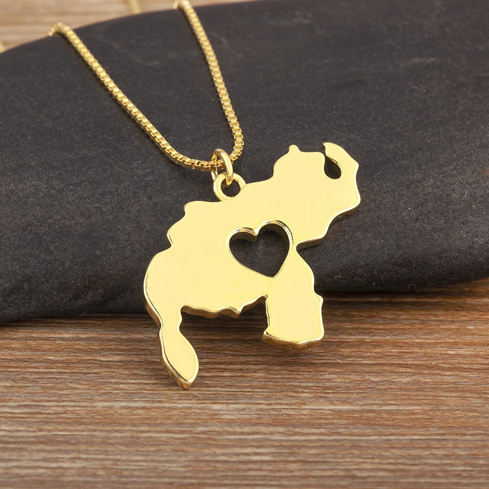 Nidin New Fashion Venezuela Map Heart Design Charm Pendant Necklace For Women Men Personality Clavicle Chain Accessories Gifts