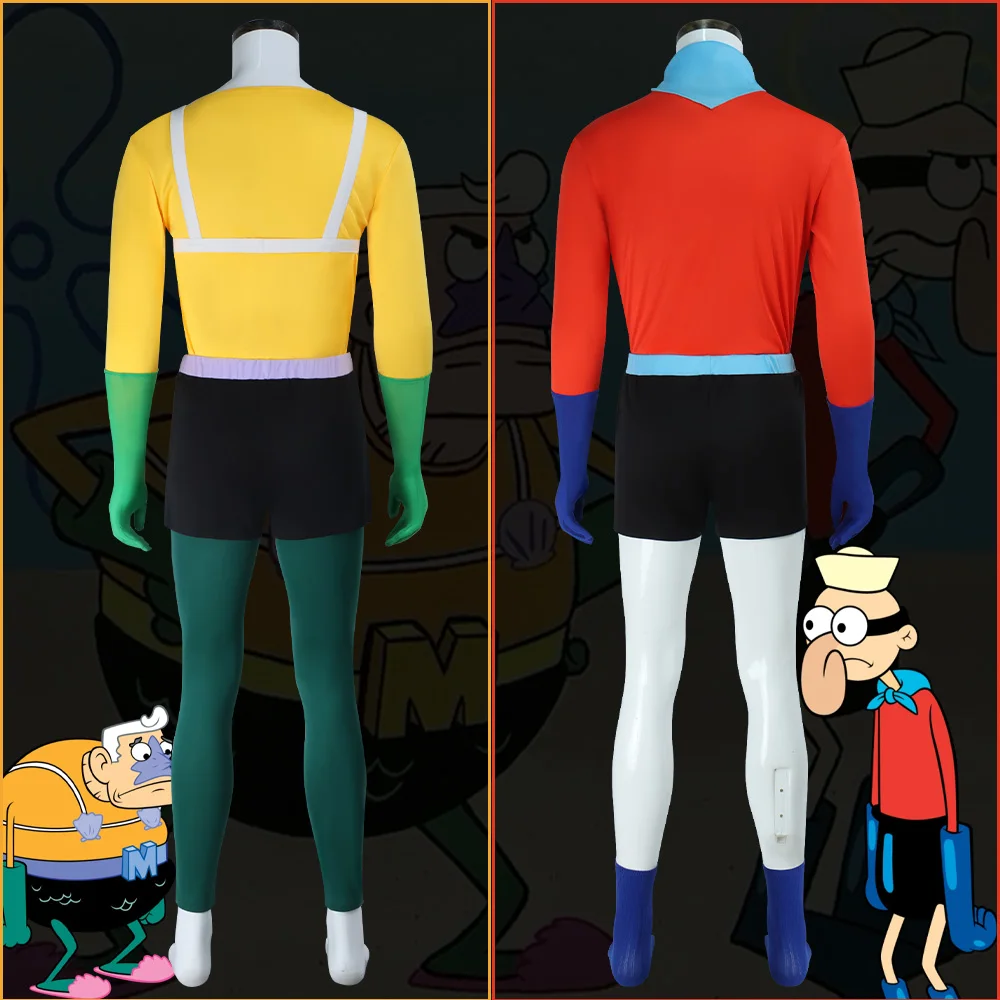 Mermaid Man Cosplay Costume Barnacle Boy Outfit Set Sponge bob Superhero Cosplay Adult Men's Funny costumes For Halloween Suit