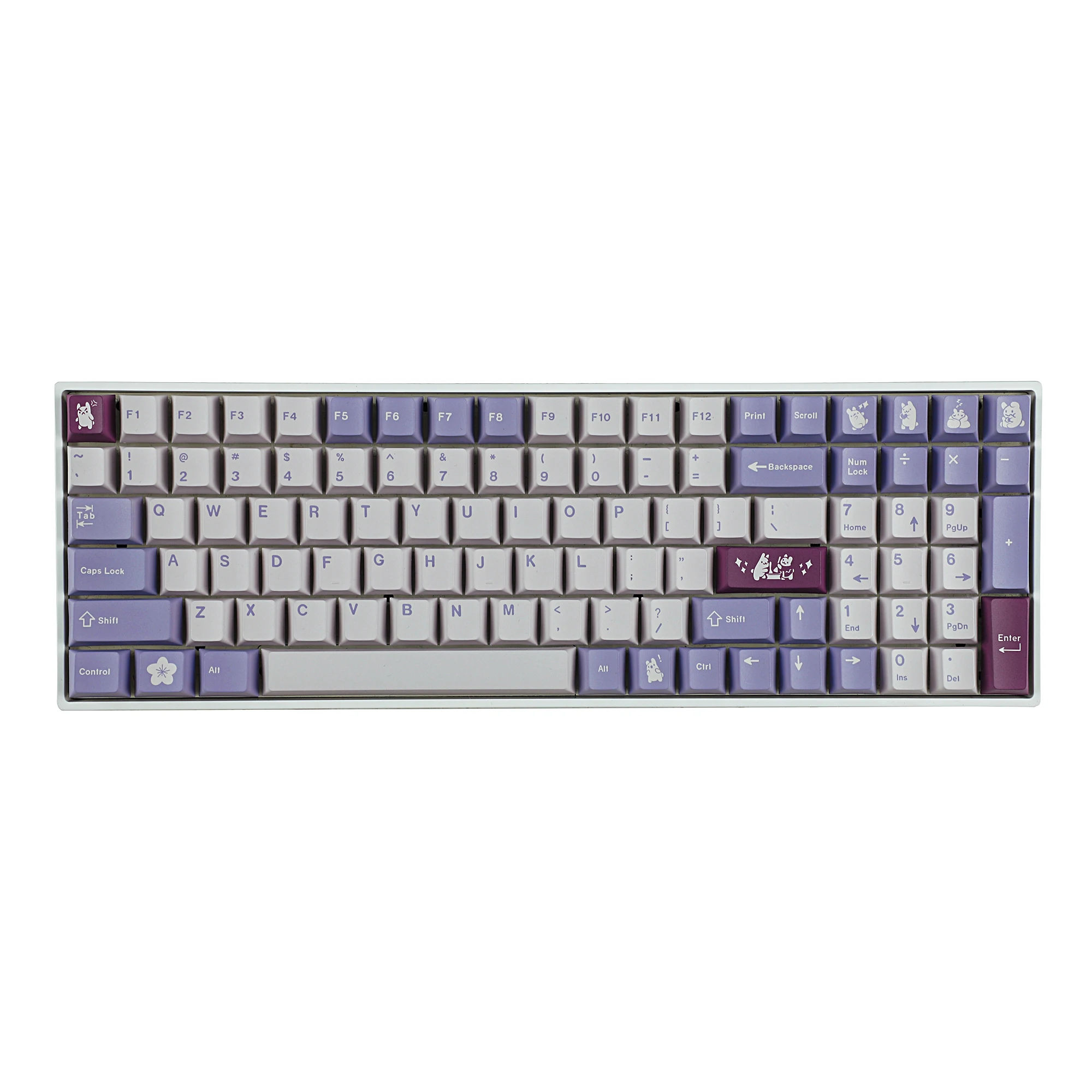 Rabbit 129 Keys Dye Sub Keycaps PBT Cherry Profile Key Caps For TKL 61 64 68 75 87 96 104 108 Keychron MX Keyboard