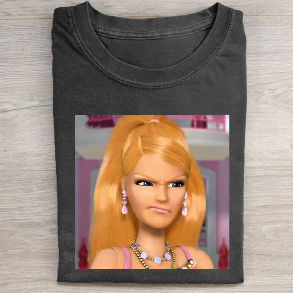 Moda boneca padrão t camisa solta unisex casual t confortável estilo de rua vestuário tendência amante uso diário concerto outfit presente