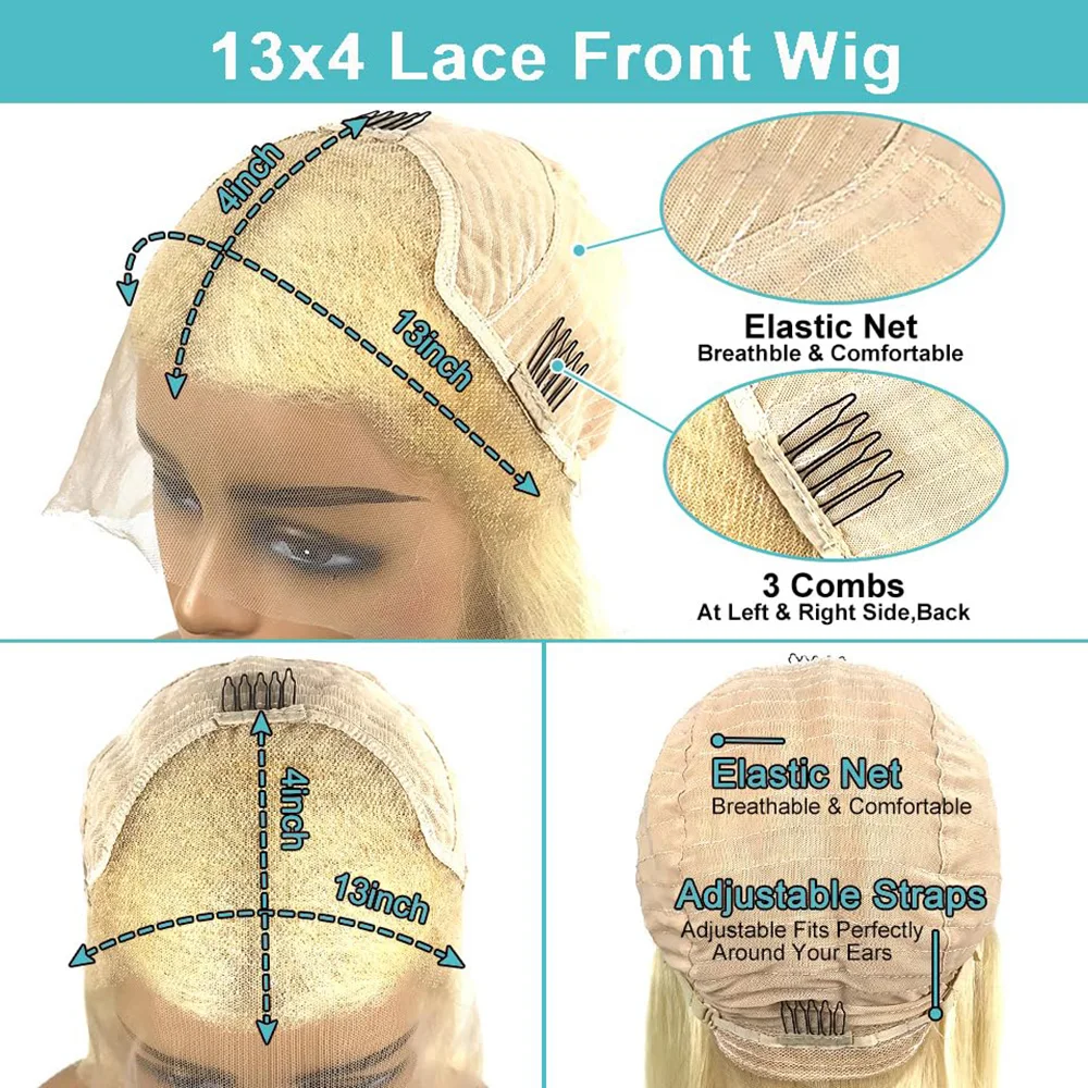 13x4 platinblonde Lace-Front-Perücken, 100 % menschliches Haar, lange Körperwelle, natürliche Welle, transparente Spitzenperücke, vorgezupft, mit Babyhaar